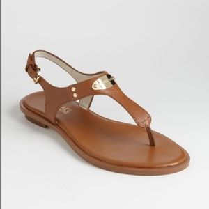 Michael Michael Kors Logo Plate Leather Sandal